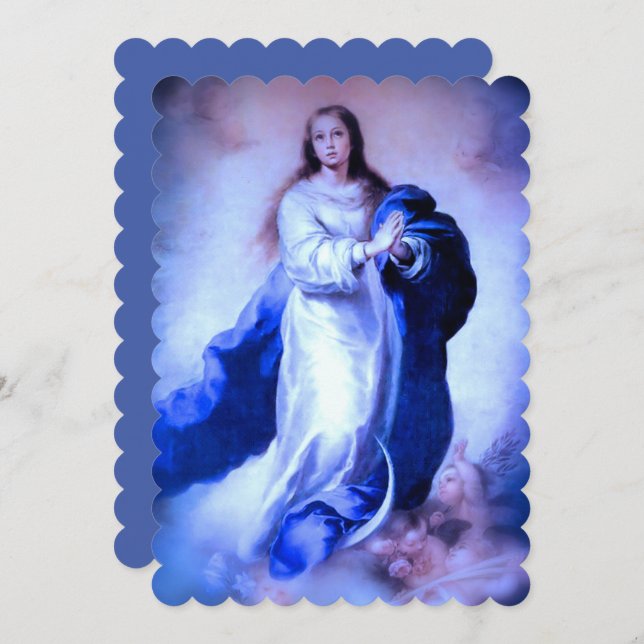 Immaculate Conception Blue with Memorare Holiday Card (Front/Back)