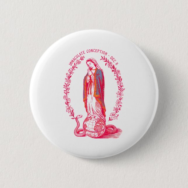 Immaculate Conception Dec 8 Virgin Mary Catholic D 6 Cm Round Badge (Front)