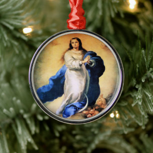 Immaculate Conception Gold Metal Tree Decoration