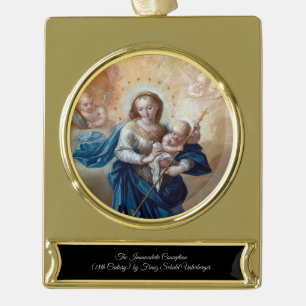 Immaculate Conception Gold Plated Banner Ornament