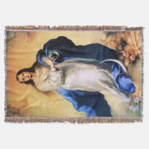 Immaculate Conception Gold Throw Blanket