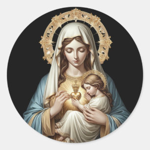 Immaculate Conception Mary Holding Jesus Classic Round Sticker
