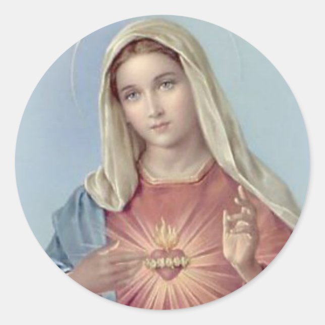 Immaculate Heart Mary Blessed Mother Classic Round Sticker (Front)