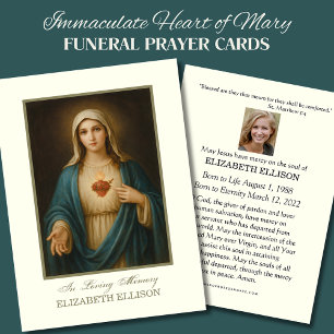 Immaculate Heart Mary Funeral Prayer Card