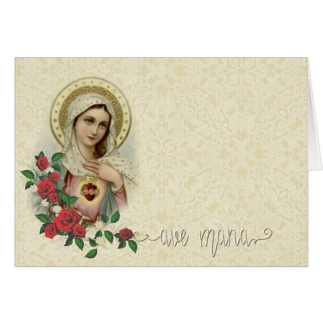 Immaculate Heart  Mary Lace Ave Maria Overlay (Front Horizontal)