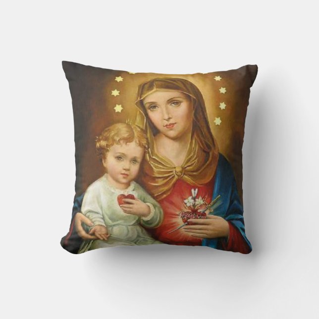 Immaculate Heart Mary with Baby Jesus Cushion (Front)