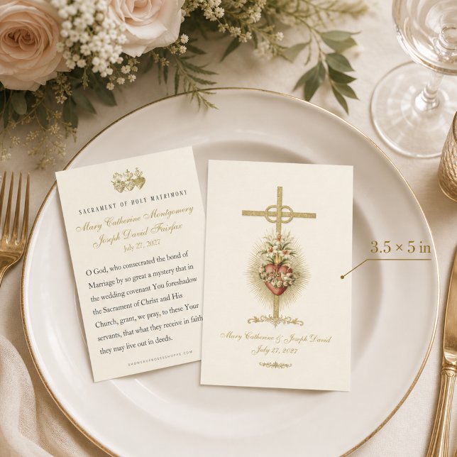 Immaculate Heart of Mary Catholic Wedding Favour Card (Creator Uploaded)