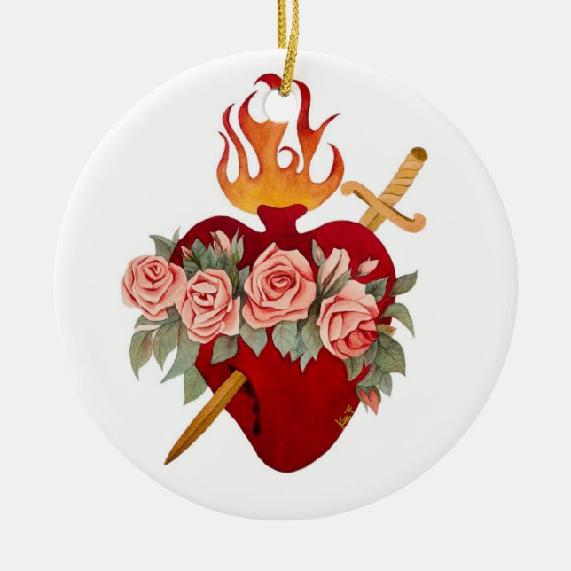 Immaculate Heart of Mary Ceramic Ornament (Front)