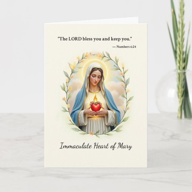 Immaculate Heart of Mary God's Peace and Blessings Card (Front)