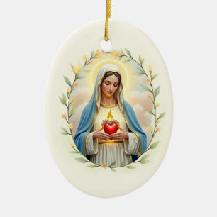 Immaculate Heart of Mary God's Peace and Blessings Ceramic Tree Decoration