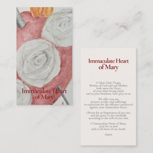 Immaculate Heart of Mary Holy Card - Fatima (Front/Back)