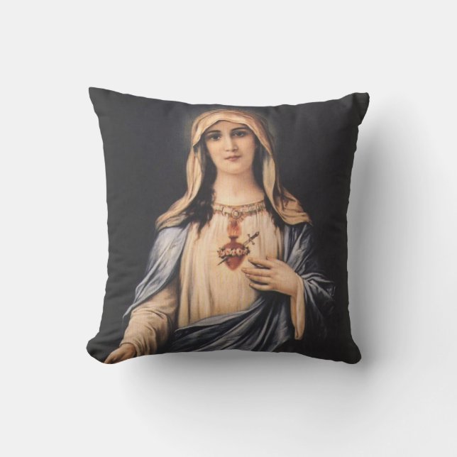 Immaculate Heart of Mary Madonna Virgin Mother Cushion (Front)