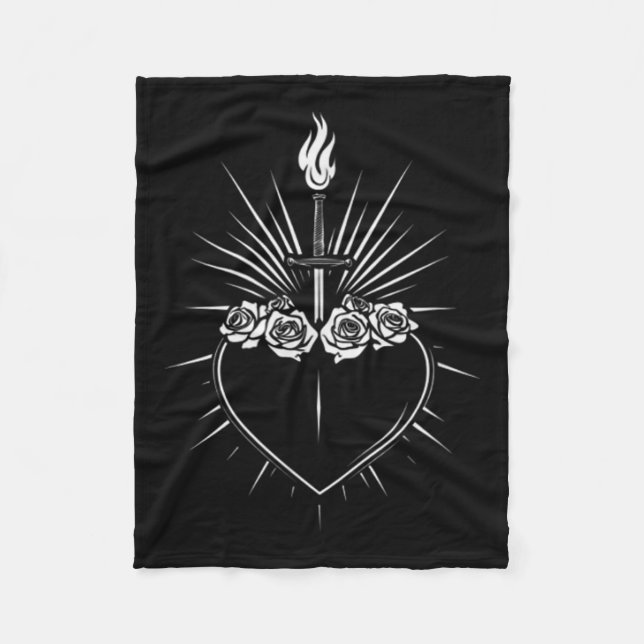 Immaculate Heart Of Mary Men Women Catholic Virgin Fleece Blanket (Front)
