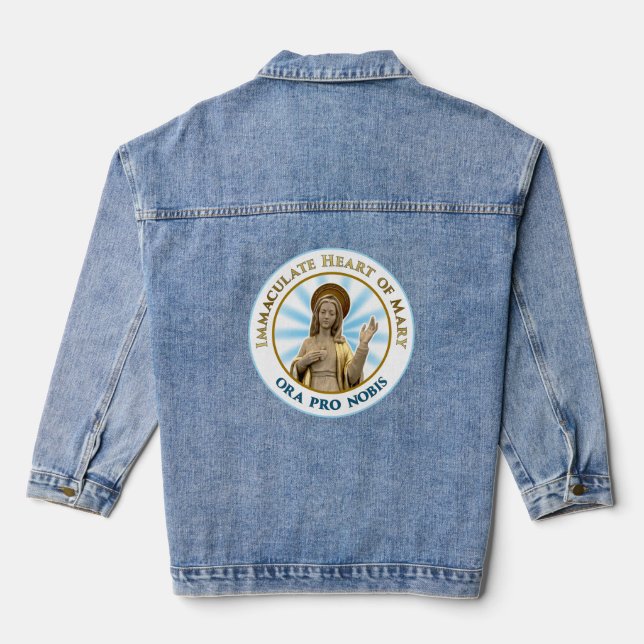 Immaculate Heart of Mary Ora Pro Nobis Denim Jacket (Back)