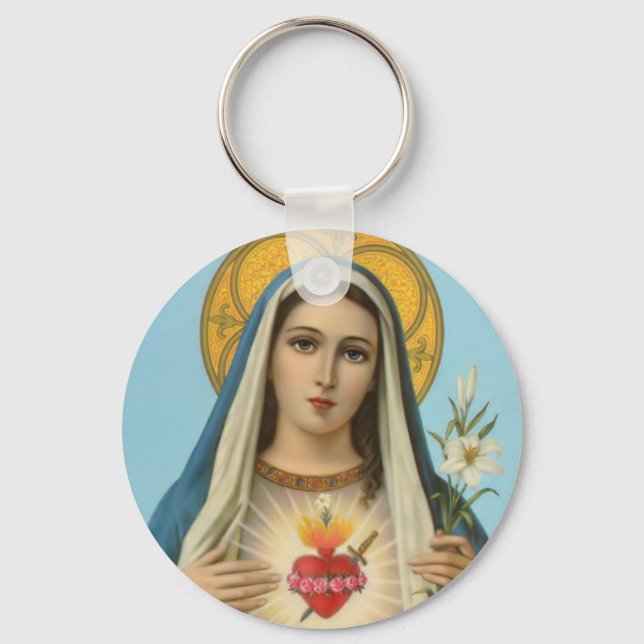 Immaculate Heart of Mary Our Lady Catholic Gift Key Ring (Front)