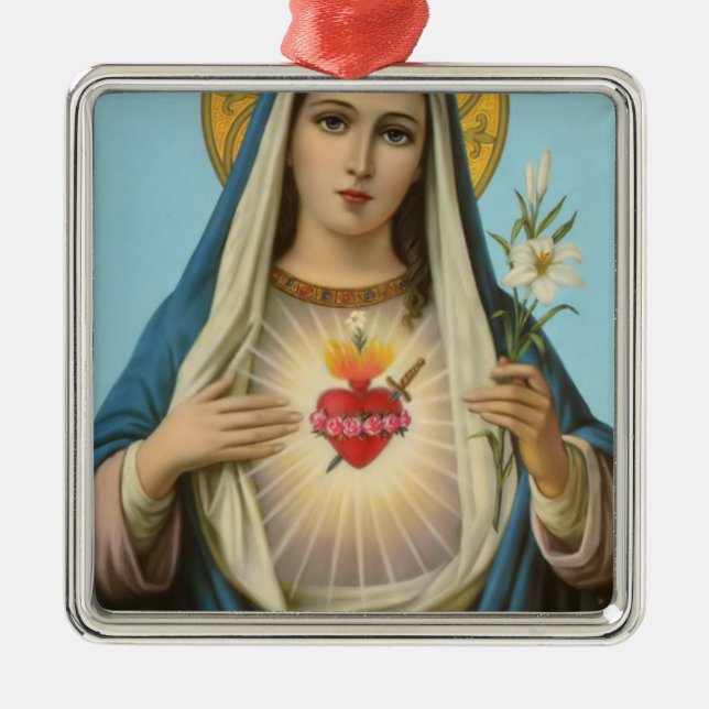 Immaculate Heart of Mary Our Lady religious image Metal Tree Decoration (Front)