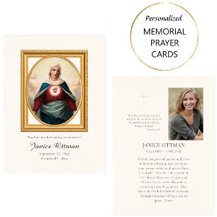 Immaculate Heart of Mary Photo Funeral Prayer Card