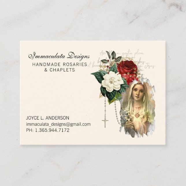  Immaculate Heart of Mary Religious Rosary Business Card (Front)
