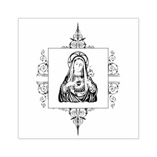 Immaculate Heart of Virgin Mary Catholic Religious Rubber Stamp