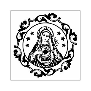 Immaculate Heart of Virgin Mary Catholic Religious Rubber Stamp