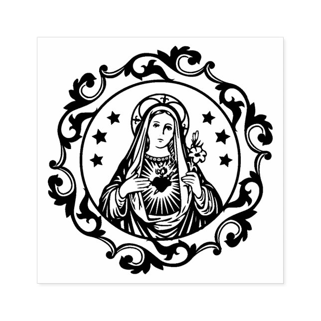 Immaculate Heart of Virgin Mary Catholic Religious Rubber Stamp (Imprint)