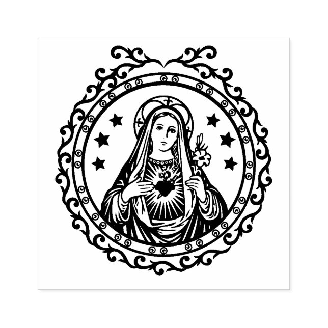 Immaculate Heart of Virgin Mary Catholic Religious Rubber Stamp (Imprint)