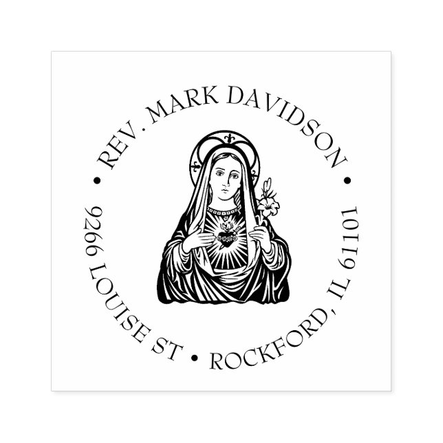 Immaculate Heart of Virgin Mary Catholic Religious Rubber Stamp (Imprint)