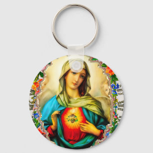 Immaculate Heart of Virgin Mary Catholic Saint  Key Ring