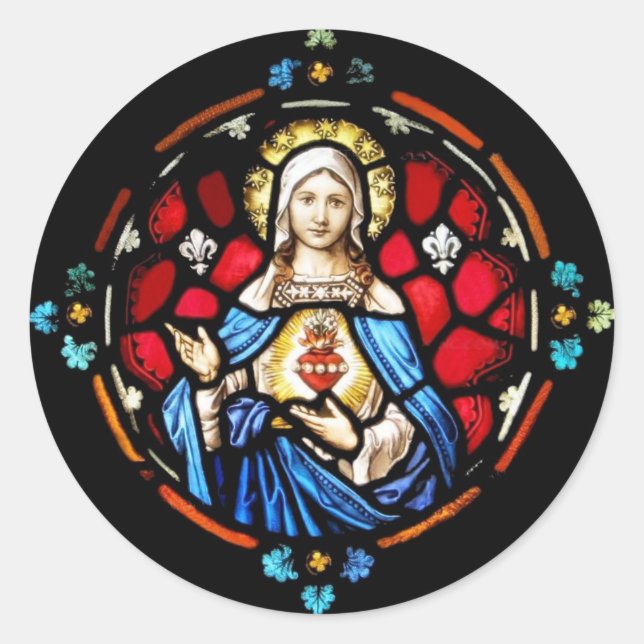 Immaculate Heart of Virgin Mary Classic Round Sticker (Front)