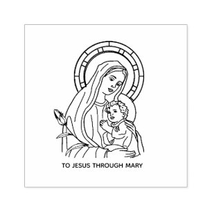 Immaculate Heart of Virgin Mary Jesus Religious Rubber Stamp