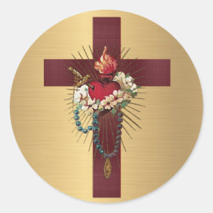 Immaculate Heart Virgin Mary Catholic Religious Classic Round Sticker