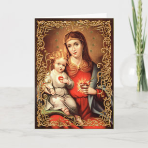 Immaculate Hearts Madonna and Child Christmas Card