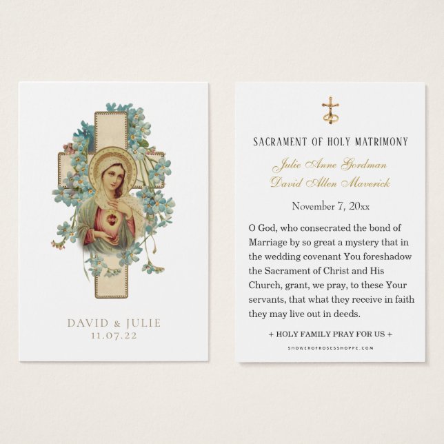 Immaculate Mary Catholic Wedding Prayer Card (Front & Back)