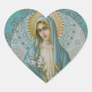 Immaculate Virgin Mary Decorative Heart Sticker