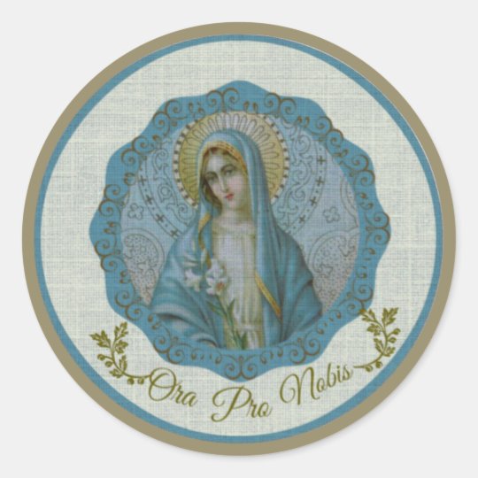 Immaculate Virgin Mary Vintage Texture-like Classic Round Sticker