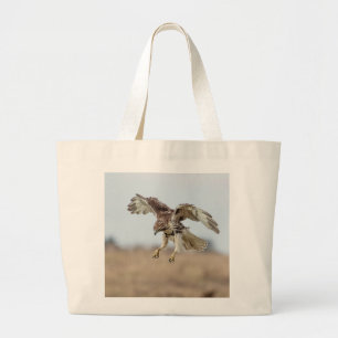 Immature Red Tailed Hawk Hovering Large Tote Bag