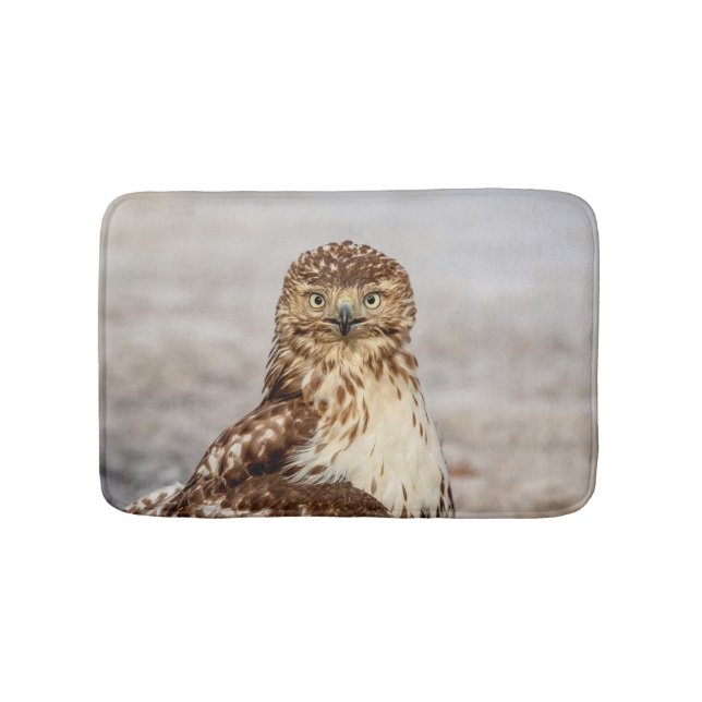 Immature Red-Tailed Hawk on the ground Bath Mat (Front)