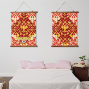 Immersive Design: Radiant Gold Elephants on Deep C Hanging Tapestry