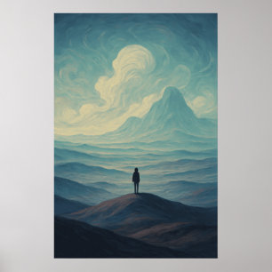 Immersive Dreamscape of Solitude Surreal Mountai Poster