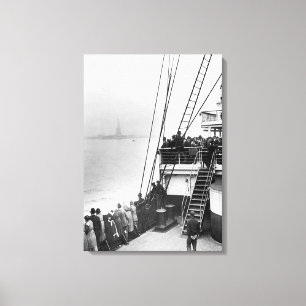 Immigrants Viewing The Statue of Liberty Photo Canvas Print