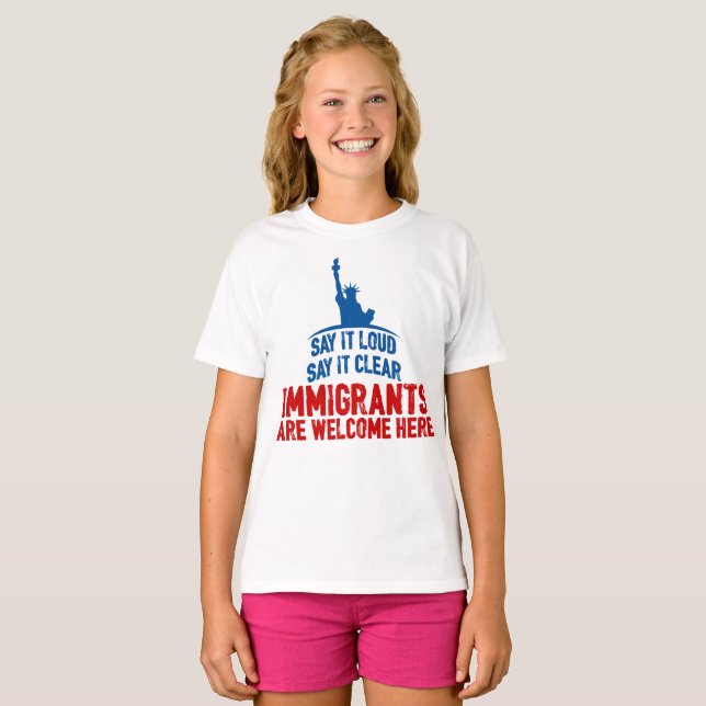 Immigrants Welcome Girl's T-Shirt (Front Full)
