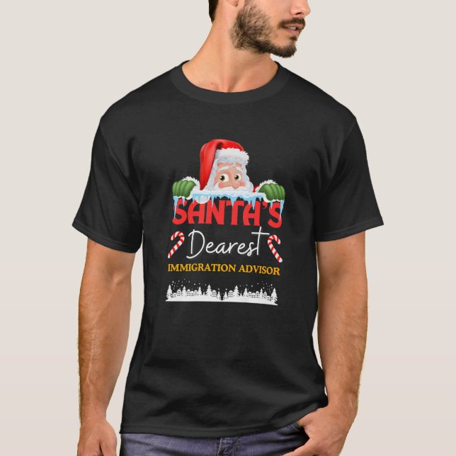 Immigration Advisor Christmas Job Profession Santa T-Shirt (Front)