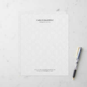 Immigration Attorney White Damasks Black Text Custom Letterhead