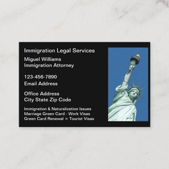 Immigration Law Attorney Business Cards (Front)