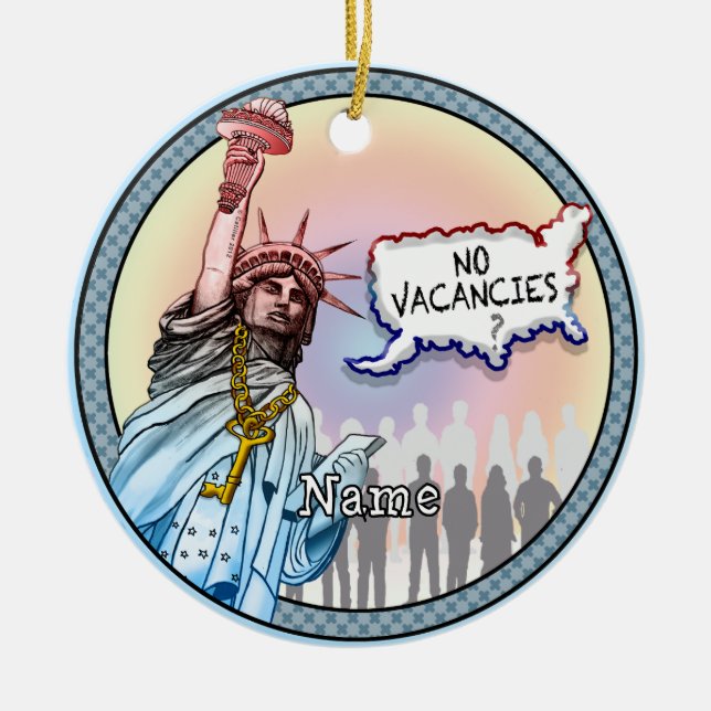 Immigration Political Ceramic Tree Decoration (Front)