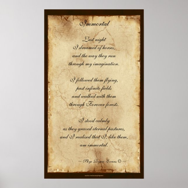 "Immortal" Horse Lover Spiritual Poetry Poster (Front)