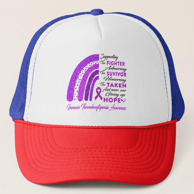 Immune Thrombocytopenia Warrior Supporting Fighter Trucker Hat (Front)
