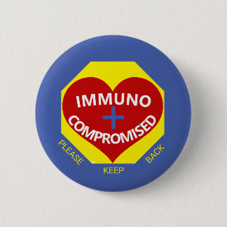 Immunocompromised - Blue, Yellow, Red Heart Button
