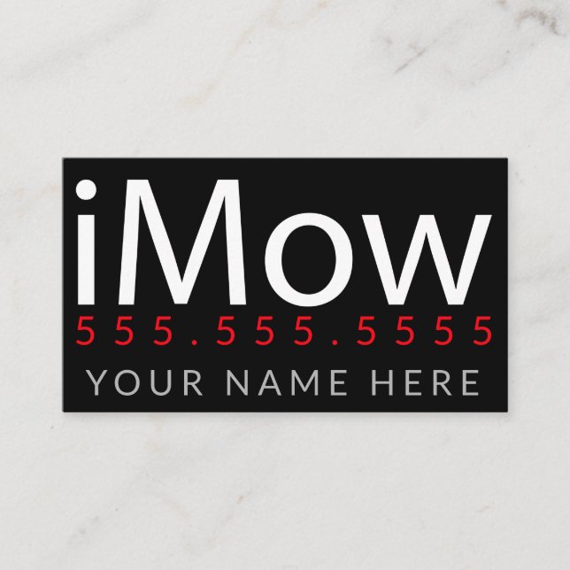 iMow. Lawn Care Landscaping Promotional Customise Business Card (Front)