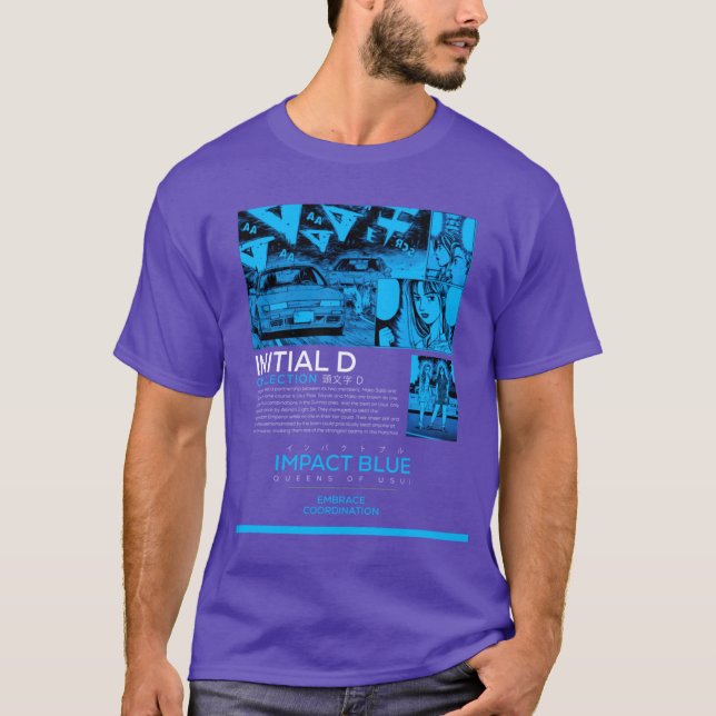 Impact Blue Street wear apparel merch Initial D T-Shirt (Front)